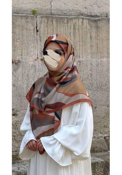 Qalortex Scarf Pamuklu Soft Rânâ Desen Eşarp-taba