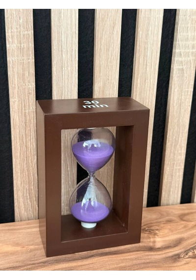 Ahşap Kaideli 30 Dakikalık Kum Saati El Yapımı Dekoratif Cam Kum Saati