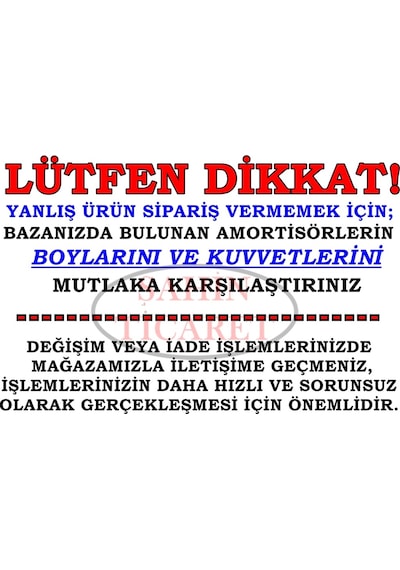 Şahinticaret Baza Amortisörü Baza Pistonu 1 Çift 1200 N