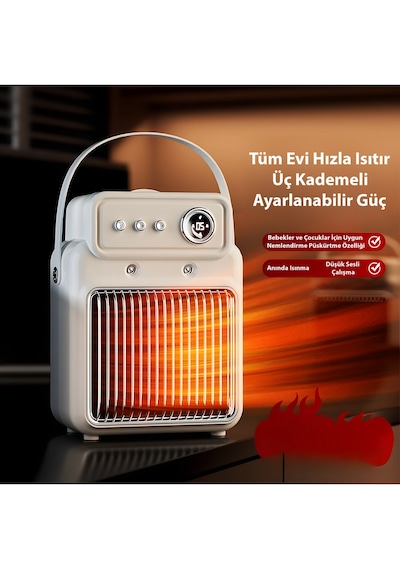 Masaüstü Nemlendiricili Fanlı Isıtıcı, 2000w 3 Kademeli Hızlı Hava Isıtıcı Xh-1202