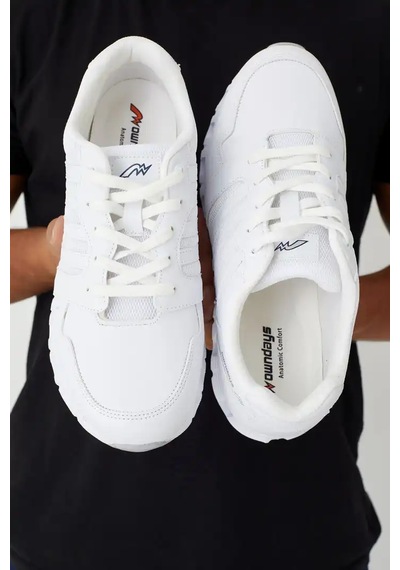 Papucumun Dünyası Erkek Sneaker Anatomik Comfort Taban Koşu Yürüyüş Spor Ayakkabısı Beyaz