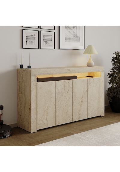 İnarch Dizayn Batı Led Işıklı Konsol Modern 4 Kapaklı Tv Konsolu - Tv Ünitesi Traverten İnarch Dizayn Batı Led Işıklı Konsol Modern 4 Kapaklı Tv Konsolu - Tv Ünitesi Traverten