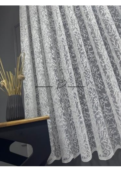 Tül Perde Pati Desen Örme Kumaş Kısa Camlar İçin Uyumlu 300 X 190 Çok Renkli