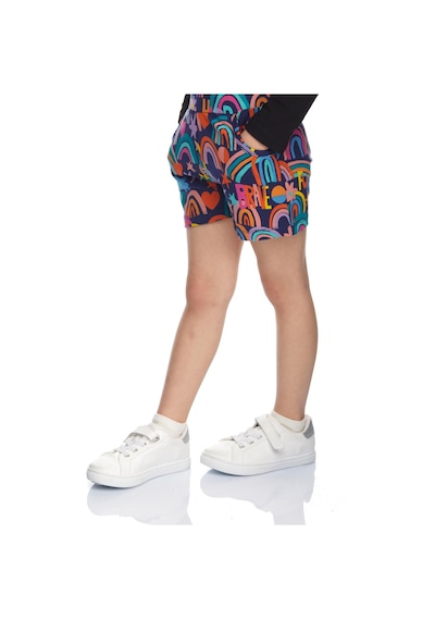 Lovetti Kız Çocuk Brave & Happy Desen Cepli Şort 1206 Çok Renkli