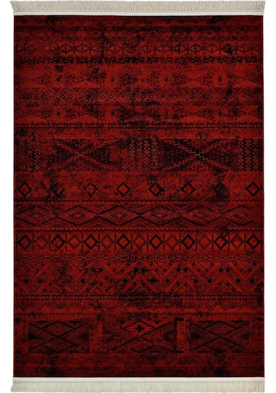 Afgan Türkmen Otantik Desenli Bordo Oturma Odası Salon Mutfak Halısı 4722a Zs72