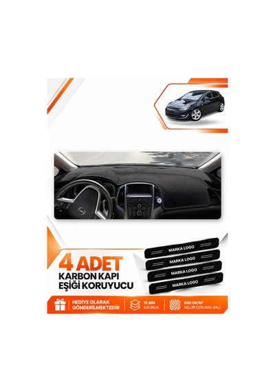 Opel Astra J 2009-2020 Uyumlu Torpido Koruma Koruyucu Kılıfı Halısı Örtü Göğüs - Siyah
