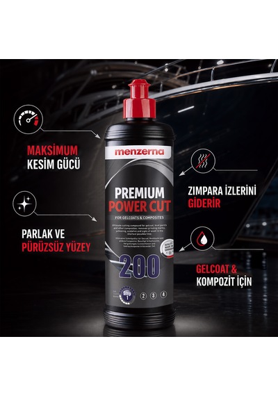 Menzerna Power Cut 200 Jelkot Boya Kompozit Çizik Giderici Kalın Pasta 1 Lt Fiberglas Marin Tekne