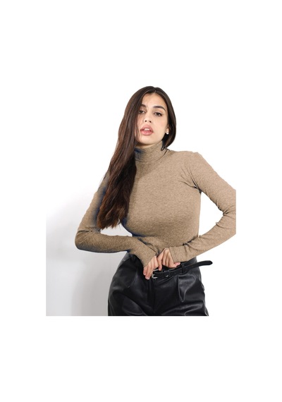 Alya Underwear Kaşkorse Tam Boğazlı Body Sweatshirt, Fitilli Kumaş, Likralı, Gül Kurusu Kahve Melanj Alya Underwear Kaşkorse Tam Boğazlı Body Sweatshirt, Fitilli Kumaş, Likralı, Gül Kurusu Kahve Melanj