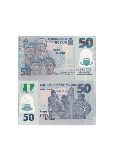 Nijerya 2024 Yılı 50 Naira Yabancı Polimer Kağıt Para Çil Unc Koleksiyon Para