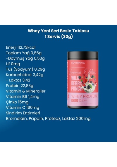 Whey Summer Edition Protein Tozu 900g 30 Servis Wild Berry Punch Aromalı Karışık