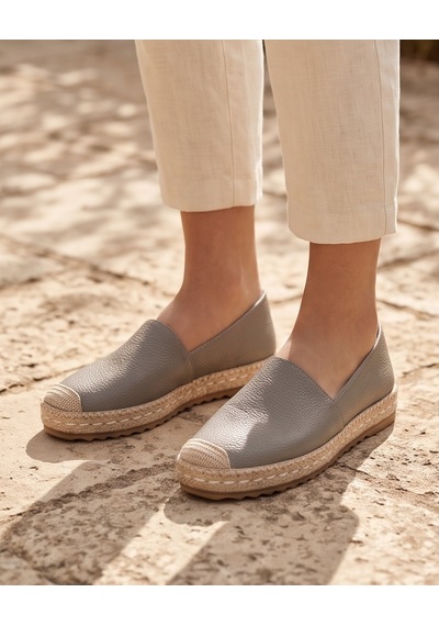 Futsishoes Lucıa Vizon Hakiki Floter Deri Dikiş Detaylı Kadın Espadril
