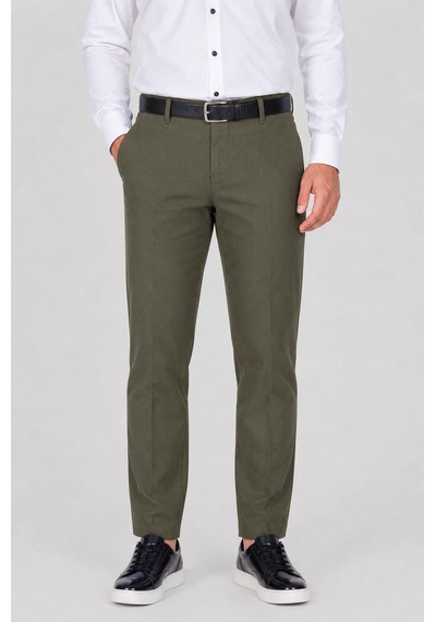Classics Men Caserta Regular Fit Erkek Armürlü Keten Pantolon - 7635 haki