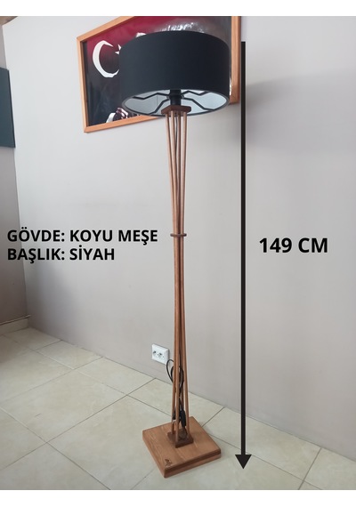 Ahşap Ayaklı Lambader Siyah