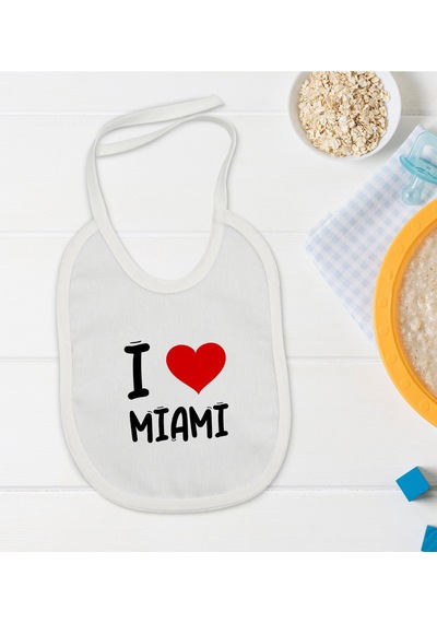 BK Kids I Love Miami Tasarımlı Bebek Mama Önlüğü - Model 1