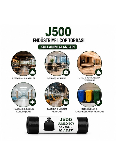 80x110 Cm 500 Gr Jumbo Boy Endüstriyel Boy Çöp Torbası - Sızdırmaz Yıldız Dip Kaynaklı 6 Rulo / 60 Adet