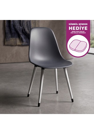 Vilinze Eames Beyaz Ahşap Ayak Plastik Füme Sandalye Eames-beyaz Füme - Beyaz