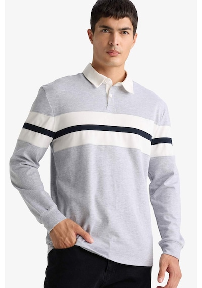 Defacto Regular Fit Polo Yaka Uzun Kollu Tişört E9382ax25augr210 Gri