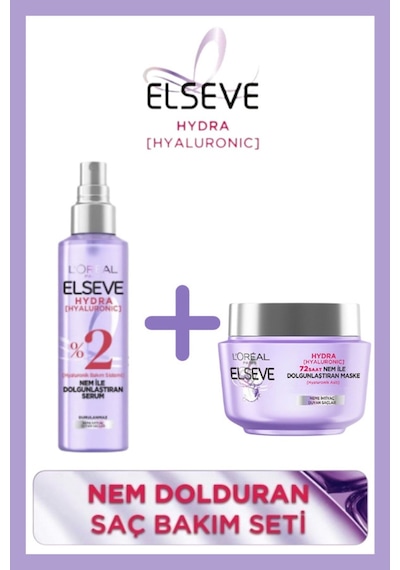 Elseve Hydra Hyaluronic 72 Saat Nem Ile Dolgunlaştıran Maske 300ml Ve Nem Ile Dolgunlaştıran Serum 150ml