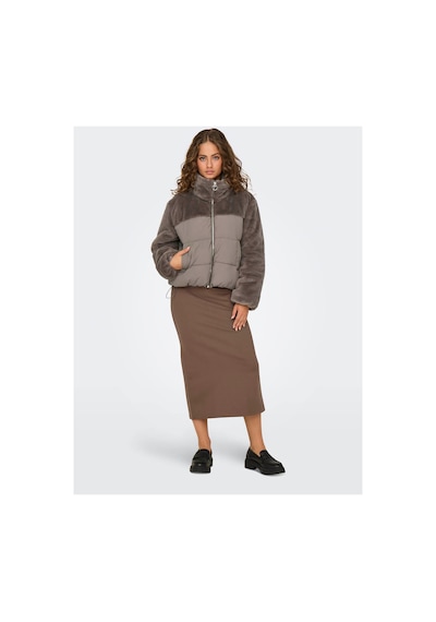 Only Onlwanja Fur Puffer Mıx Jacket Kahverengi Kadın Mont 15292945 Walnut