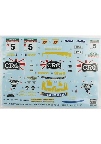 Hasegawa 20696 1/24 Ölçek, Subaru Impreza 1996 Rally New Zealand , Limited Edition Yarış Aracı Plastik Model Kiti