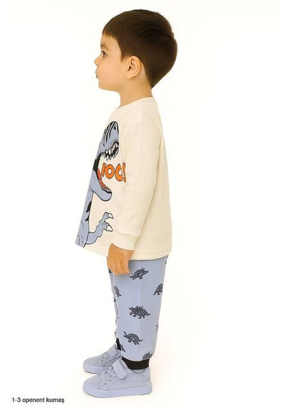 Hümazade Mavi Dinazorlu 1-3 Yaş Çocuk Pijama Takımı Mavi