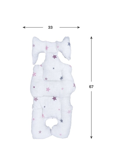 Ezh Collection 8011 Müslin Puset ve Oto Koltuğu Minderi Beyaz-Pembe