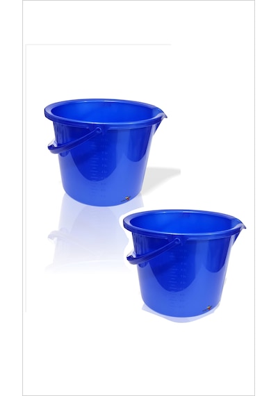 Büyük 12 Litre Ölçebilen Beher İki 2 Adet Mavi Saplı Kırılmaz Parlak Yüzeyli Sağlam Balıkçı Araba Yıkama Bahçe Su Buz Çöp Kova Kabı Kovası