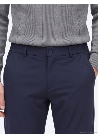 Kip Lacivert Düz Dokuma Jogging Fit Casual Pantolon Pant-3559