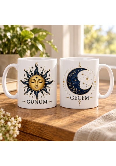 Buradabulabilirsin Gün Ve Gece 2'li Kupa Seti - Model 343 Bbz Çok Renkli