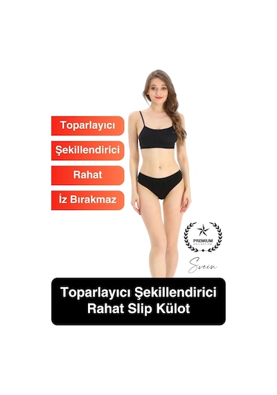 Yeni Sezon Slip Kesim Kaymaz Ve Konforlu Toparlayıcı Şekillendirici Kadın Slip Külot İç Çamaşırı Siyah