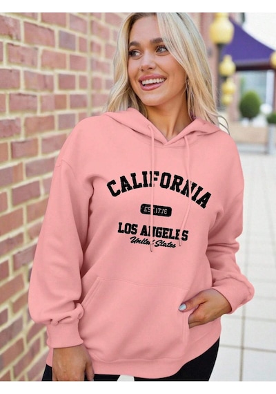 Startmore Reshift Plus Size Women's Casual Daily Letter Print Pullover Hoodie Casual Long Sleeve Fall C Çok Renkli