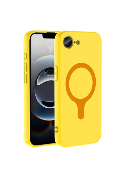 Maks Technology iPhone Uyumlu 16e Kılıf M-safe Şarj Özellikli Mkst Aris Silikon Kapak - Sarı