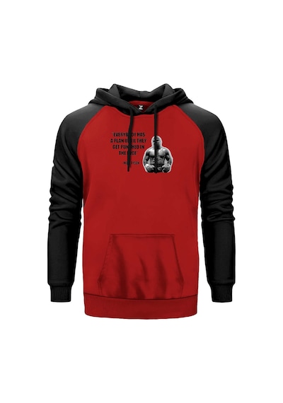 Mike Tyson Fighter Quote Kırmızı Renk Reglan Kol Sweatshirt Kırmızı