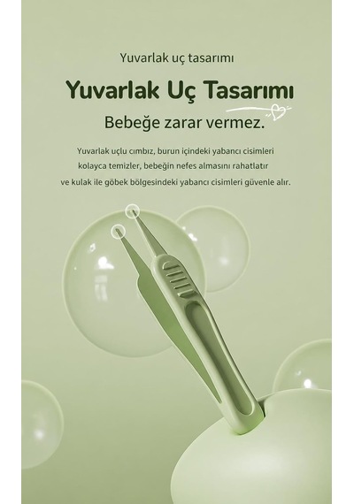 Geyik Figürlü Bebek Tırnak Bakım Seti 5 Parça Güvenli Makas Cımbız Tırnak Makas Törpü Seti Yeşil