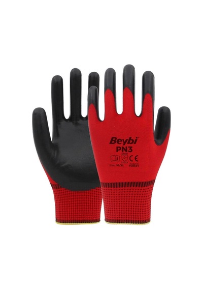 Beybi Pn-3 Kırmızı & Siyah İşçi Eldiveni No-10xl- 12'li Paket
