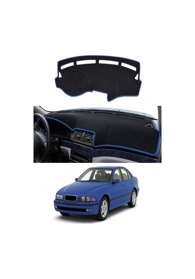 Bmw 5 Serisi E39 1995-2004 Uyumlu Torpido Koruma Kılıfı - Mavi Şeritli