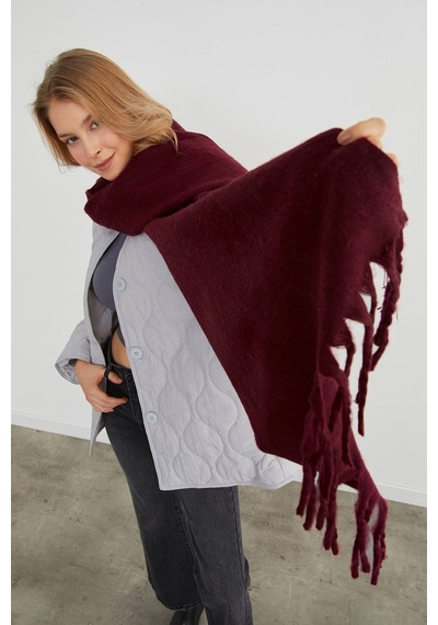 Fullamoda Basic Püsküllü Şal Bordo