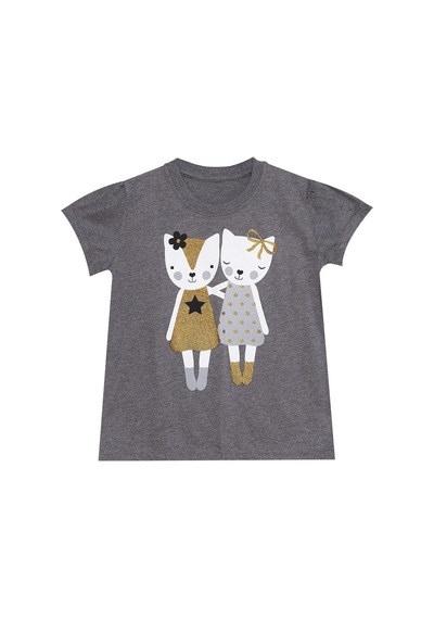 Kedili Kız Çocuk Yazlık T-Shirt Tayt Takım