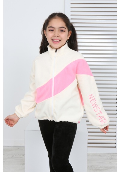 Toontoy Kız Çocuk Dik Yaka Fermuarlı Renk Bloklu Reglan Kol Polar Hırka - Beli Ayarlanabilir Lastikli Ekru Toontoy Kız Çocuk Dik Yaka Fermuarlı Renk Bloklu Reglan Kol Polar Hırka - Beli Ayarlanabilir Lastikli Ekru