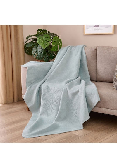 Soft Çift Taraflı Pamuklu Tv Battaniyesi - Mint / Beyaz - 130x170 Cm Renkli