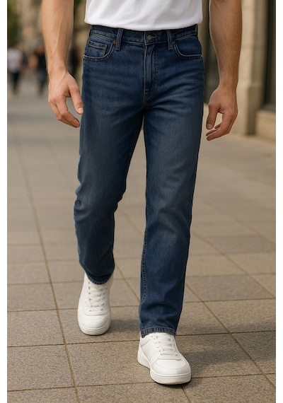 Cedy Denim Regular Fit Jean Martin Yüksek Bel Standart Kesim Esnek Kot Pantolon C336 Mavi