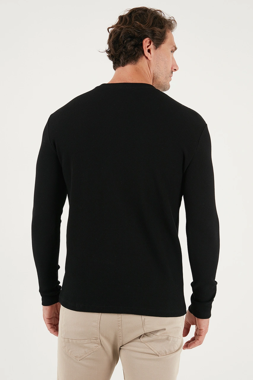 Buratti Pamuklu Bisiklet Yaka Slim Fit Basic Erkek Sweat 5905073S2 Lacivert-Siyah