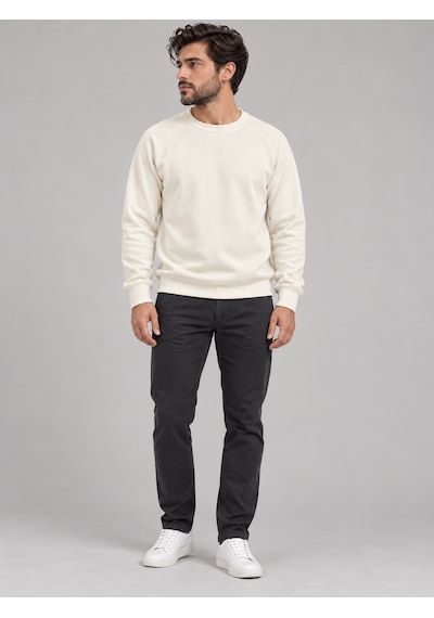 We&me Erkek Pike Kumaş Reglan Kol Bisiklet Yaka Regular Fit Sweatshirt Ekru