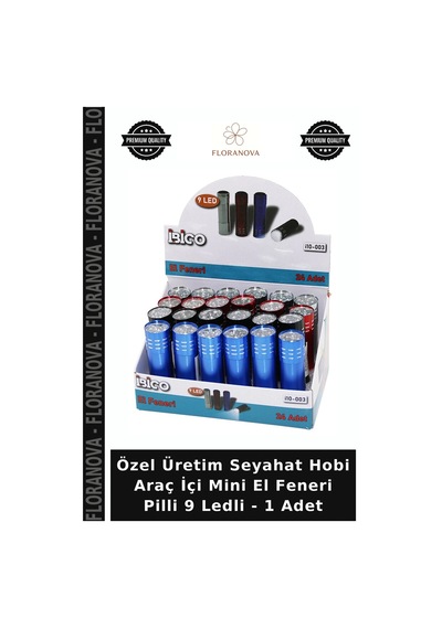 Özel Üretim Seyahat Hobi Araç İçi Mini El Feneri Pilli 9 Ledli - 1 Adet Çok renkli