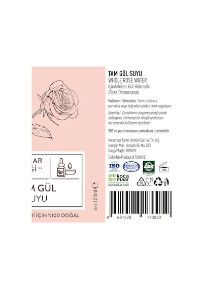 Kocamaar Çiftliği Tam Gül Suyu 100 ML