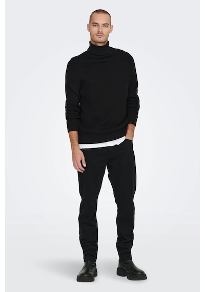 Only & Sons Onsphil Reg 12 Struc Roll Neck Knit Noos Erkek Siyah Kazak - 22023202