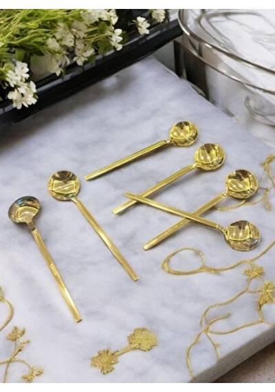Tiamo Rio Gold Titanyum Çay Kaşığı 6 Lı Set Şık Ve Dayanıklı Tasarım Altın