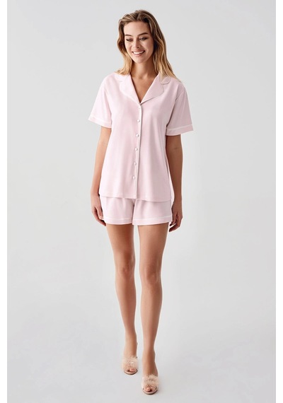 Alfa Aksesuar 03 Freshness 324 Kadın 4'lü Sabahlıklı Şorlu Pijama Takımı PEMBE