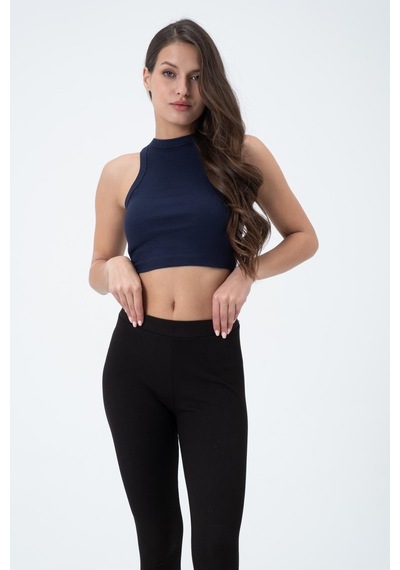 Quhox Kadın Kaşkorse Crop Atlet İndigo
