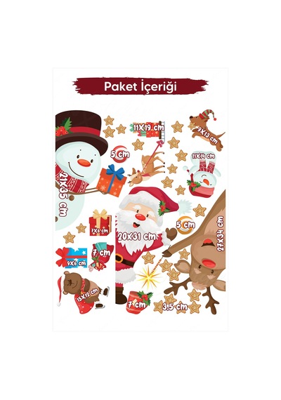 Yeni Yılı Kutlayan Sevimli Figürler Yılbaşı Yeni Yıl Sticker Seti Kış Konseptli Eğlenceli Figürler Dijital Baskı